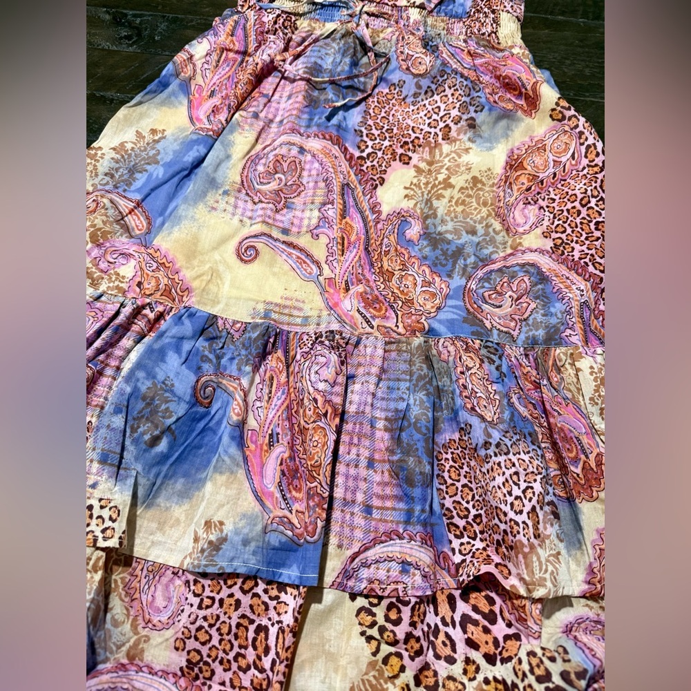 NWT Chaudry KC Anthropologie Leopard Paisley Watercolor Dress Sz M Spring Summer - Picture 13 of 16